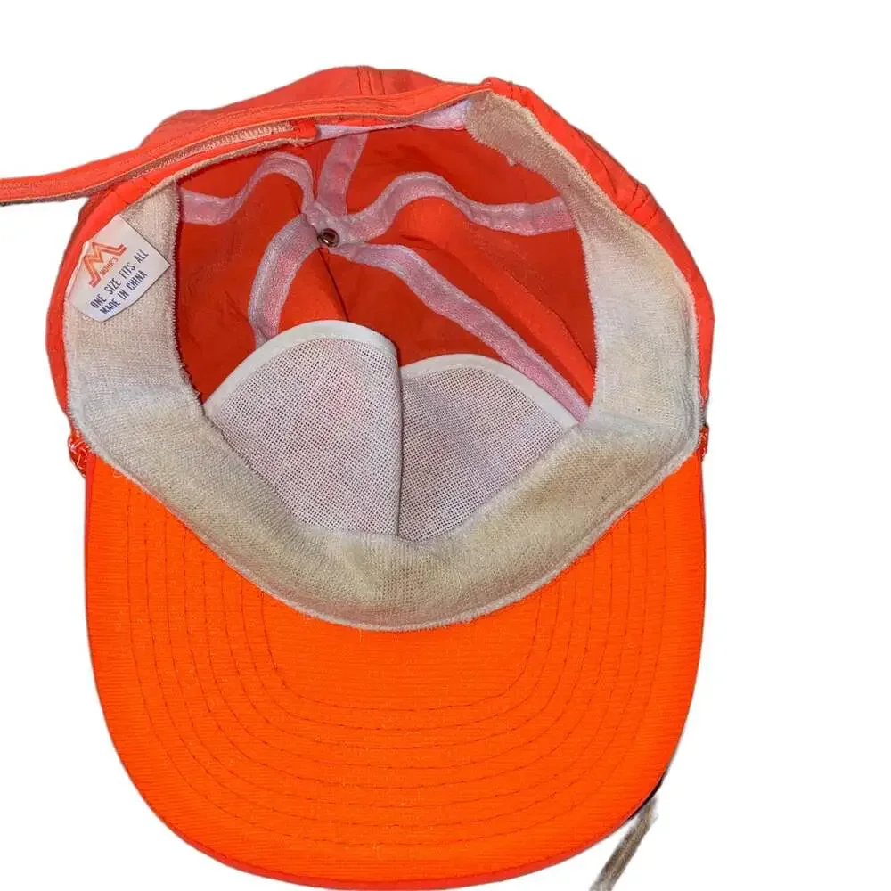 Vintage Lone Star Flight Museum Galveston Texas Hat Cap dad hat neon orange - Picture 5 of 5